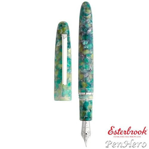 Pluma estilográfica Esterbrook Estie vidrio marino placa de paladio mediana ESG836-M