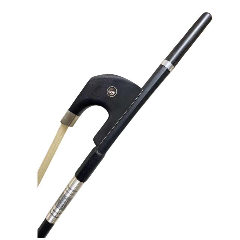 1PCs Black Carbon Fiber Germany Style Double Bass bow 4/4,Copper Mounted - Image 2 of 4