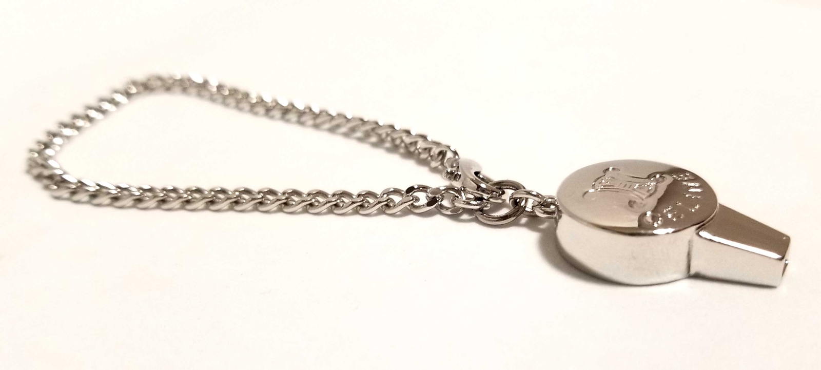 Authentic Celine key ring key chain Silver metal whistle eBay