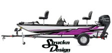 Purple Black Distressed Torn Fishing Boat Wrap Abstract Fish Decal US Vinyl