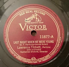 Lawrence Tibbett – 78 rpm Victor 11877: ARLEN Last Night When We Were Young