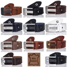 G&uuml;rtel Echt Leder Herren Lederg&uuml;rtel Herreng&uuml;rtel Schnalle 4,4cm Breit RBJ Jeans