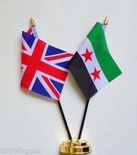 United Kingdom & Syrian National Council Double Friendship Table Flag Set