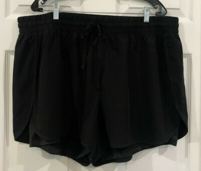 Velocity Women's Plus Size Fitness Shorts With Spandex Undershorts Black 2X