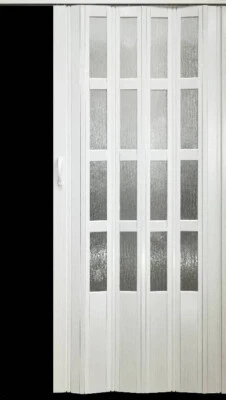 Falttür Schiebetür PVC Nischentür Falttür in weiß 86x203cm mit Fenster Plexiglas