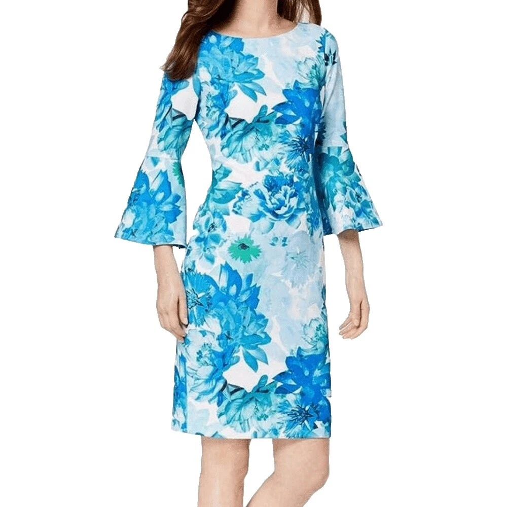 Business 3/4 Sleeve Floral Dresses Midi