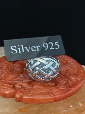 Massiver Silber Kuppelring (Kreuzmuster)