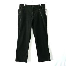 NWT Chaps Est. 1978 Womens Black High Rise Straight Leg Velvet Pant Size 16