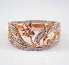 Art Deco Style Lab-Created Diamond Ring Mothers Day Gift 14k Rose Gold FN