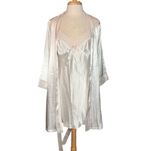 Linea Donatella Ivory 2 Pc Short Chemise & Robe Set Womens Medium New With Tags