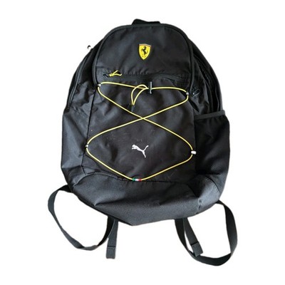 Puma Ferrari Backpack Bookbag Black Padded Yellow Black Logo