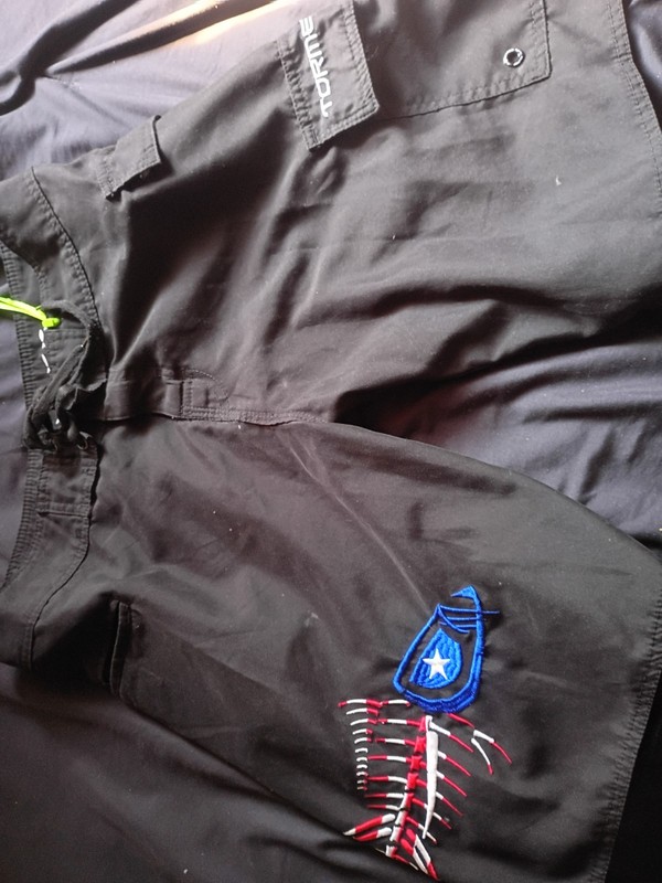 Tormenter Fishing Shorts Black Size 32 Cargo Polyester Fish Skeleton Embroidery
