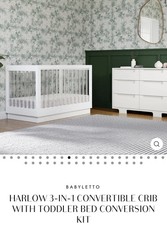 Babyletto Harlow 3-in-1 Convertible Crib, White with White Base And Acrylic Slat