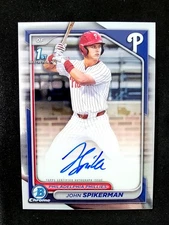 2024 Bowman Draft #CPA-JSP John Spikerman 1st Chrome Prospect Auto Phillies