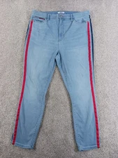 Tommy Jeans 18 Womens Denim Jeans Skinny Light Blue Cotton Blend Red Blue Stripe