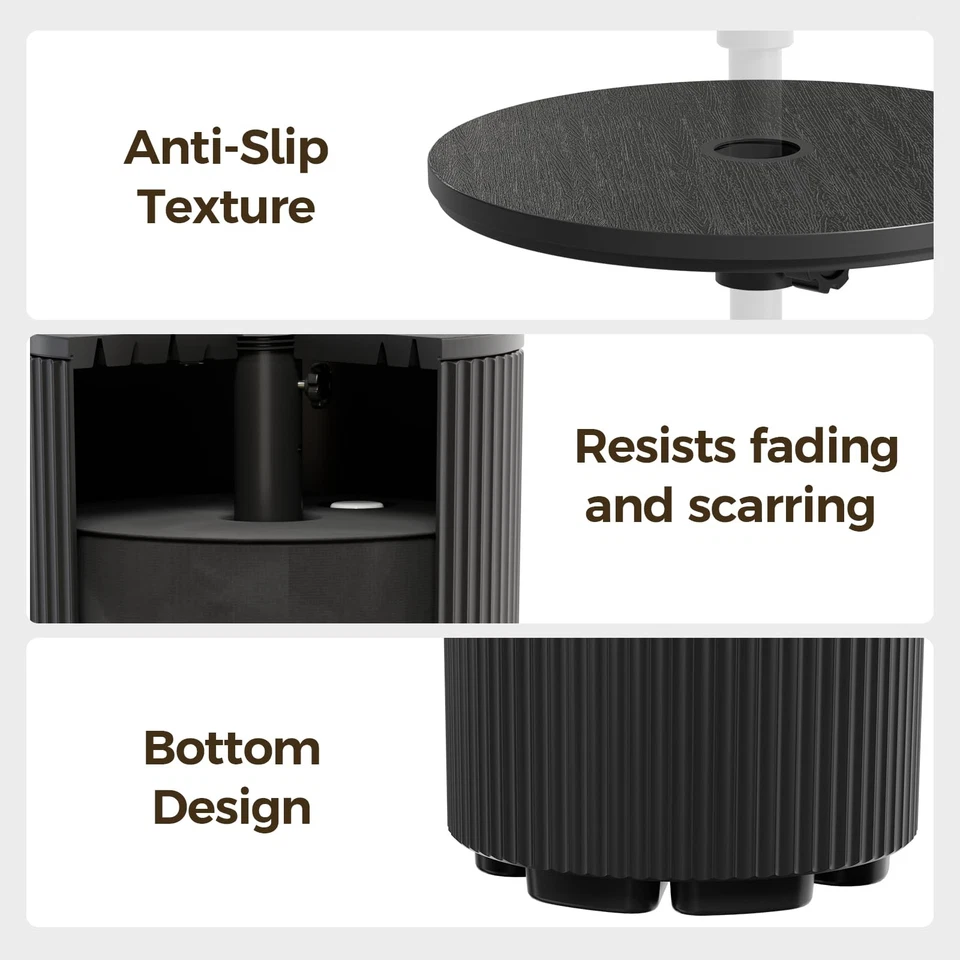 Mesa auxiliar de patio con orificio para sombrilla, soporte para para sombrilla rellenable de 11,5 galones, sui... Foto 3 de 4