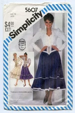 Simplicity 5607 Gunne Sax Yoked Skirt With Lacing And Fitted Blouse Size 10