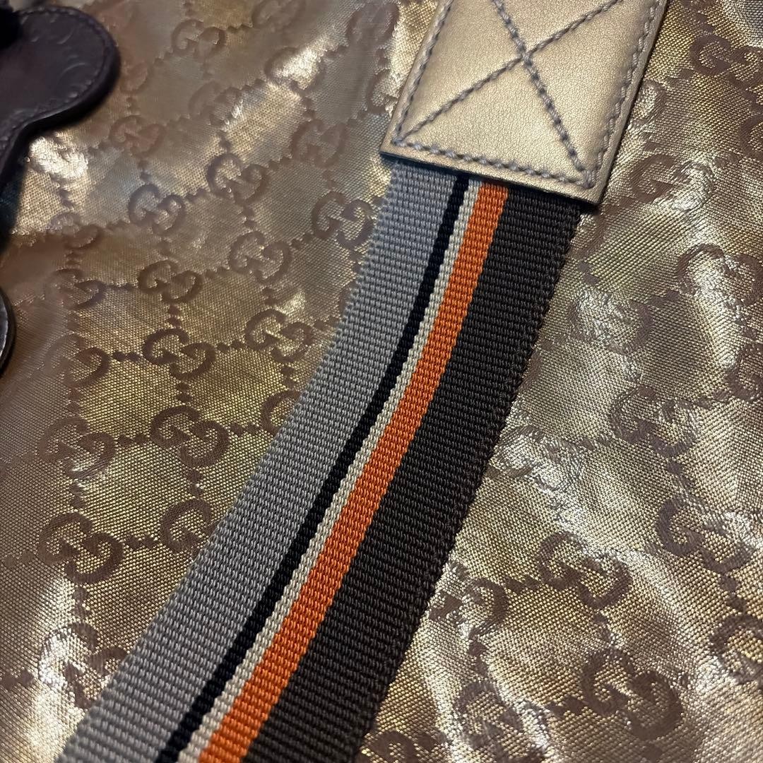 Gucci Gold Tote Bag with Stripe Strap and Dog Bone Tag Authentic VIN thumbnail 3