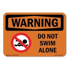 Do Not Swim Alone ANSI Warning Sign Metal Plastic Decal
