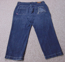 90'S FUBU Platinum Fat Albert Embroidered Dark Baggy Jeans Vintage Hip-Hop 48x31