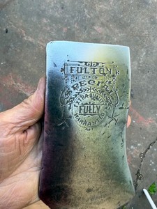 Embossed vintage 4 Lb. Fulton Special single bit axe head.