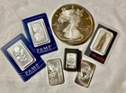 20.2 toz. Lot Of .999 Silver Ass't Weights - Incl. 100g Germania, PAMP, Valcambi