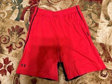 Under Armour Athletic Shorts Red Black Size Large