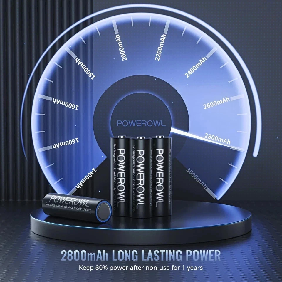 POWEROWL AA Rechargeable Batteries 2800mAh High Capacity Batteries 1.2V NiMH... - Image 4 of 4