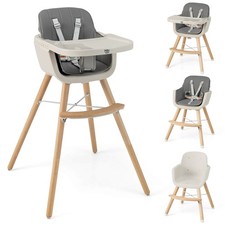 Baby High Chair, 6-in-1 Convertible Wooden Highchair for Babies  Toddlers