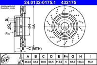 2X Bremsscheibe ATE 24.0132-0175.1 FüR SLK SLC R172 Mercedes Klasse Model S212