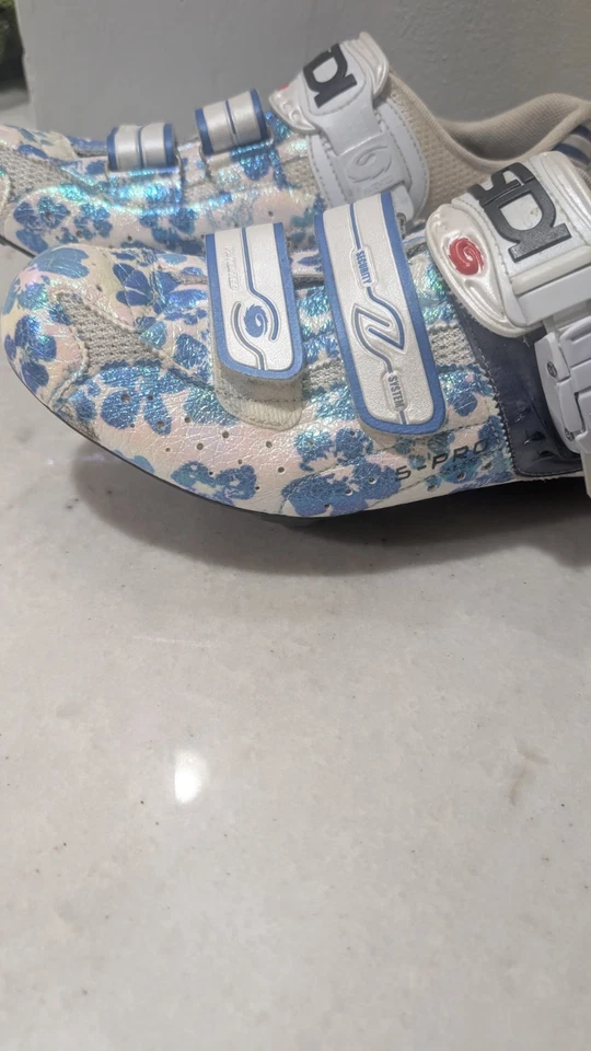 Zapatos de ciclismo Sidi Genius 5 Pro azules florales para mujer talla 41 o EE. UU. 10 Foto 3 de 4