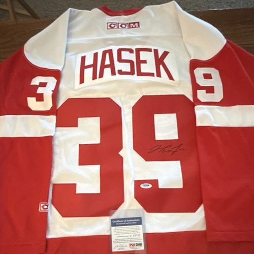 CCM NHL Detroit Red Wings Hasek #39 Autographed Original Hockey Jersey PSA