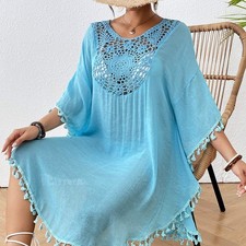 Loose Swimsuit Cover Up Dress Square Neck Bikini Cover-Ups  for Women