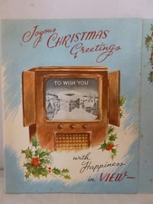 1950s Television Christmas Card with Changing View