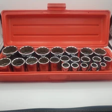 Snap-on 1/2″ Drive Metric 12 Pt Socket Set 10–21mm & 23–32mm USA 22-Piece