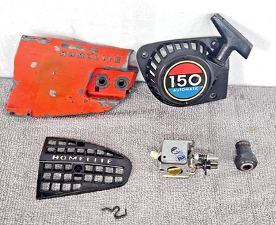 #ad Homelite 150 Automatic carburetor assembly Sprocket Air filter cover parts VTG $52.99