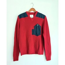 Alps  Meters Patrol Knit Sweater Mens Small Red Merino Wool Ski Canvas
