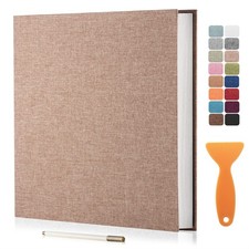 Large Photo Album Self Adhesive Scrapbook 11"x10.6"40Pages, Dark Beige