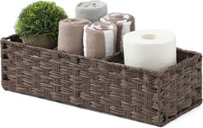  Larger Compartments Toilet Tank Topper Paper Basket - Multiuse Hand Woven Plas