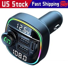 Bluetooth 5.0 Car Wireless FM Transmitter Adapter USB PD Charger AUX Hands LOT