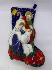 Bucilla HOLY FAMILY Nativity 18" Handmade Felt Christmas Stocking Finished READ