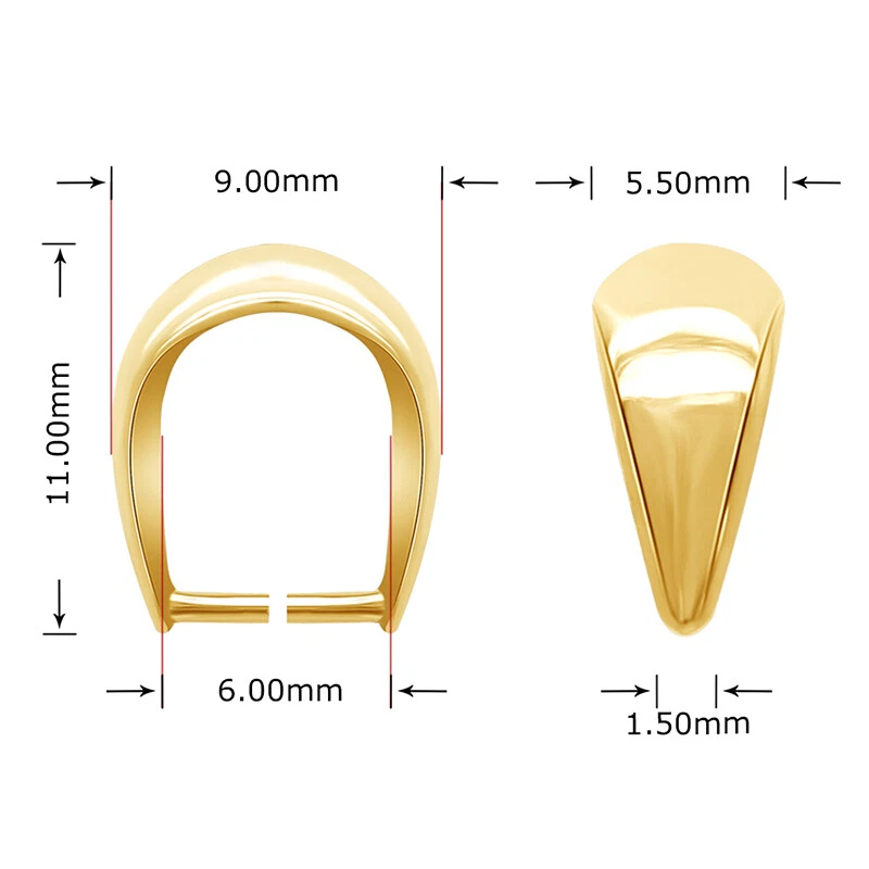 Fianza fornituras pellizcadas chapadas en oro amarillo de 14K 11 X 6 mm uso para colgante Foto 4 de 4