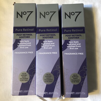3x No7 Pure Retinol Post Retinol Soother Fragrance Free 1.69fl Damage Box