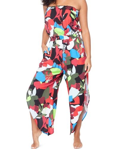 Bar III Damen Jumpsuit Trägerlos Bedruckt Cover Up Gr. L - Bild 1 von 3