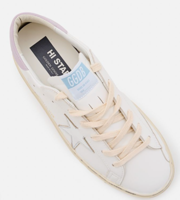 Golden Goose Hi Star Sneaker White, Silver, Lavender NIB Auth EU