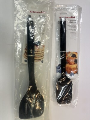 NEW KitchenAid Spoon Spatula & Slotted Turner - Black - Dishwasher Safe