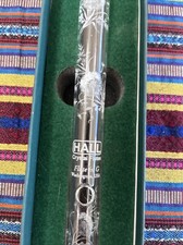 Hall Crystal Flute in G with White Flowers Engraving