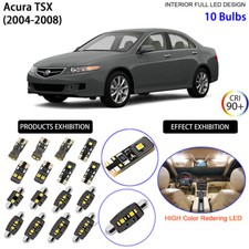 Led Interior Light Kit License Plate Light Bulbs White For Acura Tsx 2004-2008