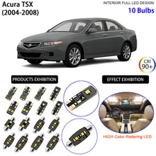 LED Interior Light Kit + License Plate Light Bulbs White for Acura TSX 2004-2008