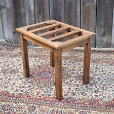 Antique Edwardian Golden Oak Travel Luggage Rack Suitcase Table Stand